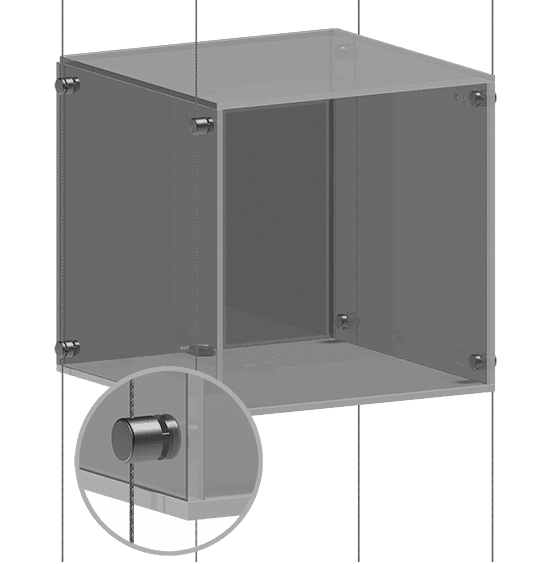 1/4" Acrylic Showcase/Cube Lockable with Clear Sides/Top and Frost/Matte Base