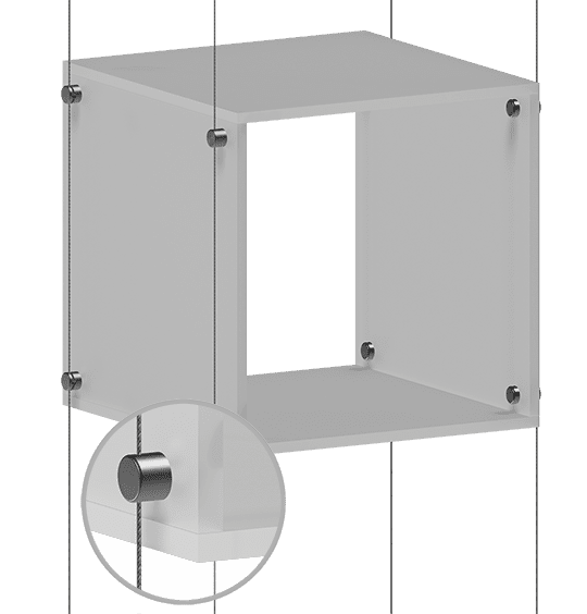 3/8" Acrylic Showcase/Cube Open Front and Back with Frost/Matte Sides/Top/Base
