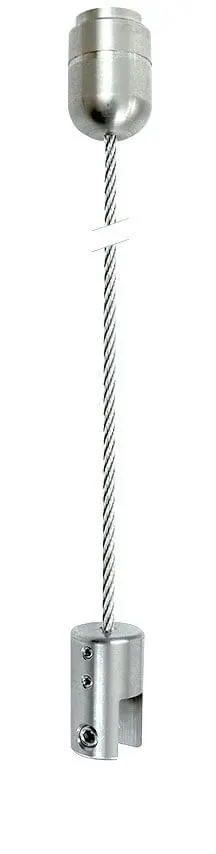KC300-TP/SS Ceiling-Overhead with Top Clamp 1.5mm Stainless Steel Cable Suspension Kit — 2M (6’ 5-3/4”) Length | Nova Display Systems