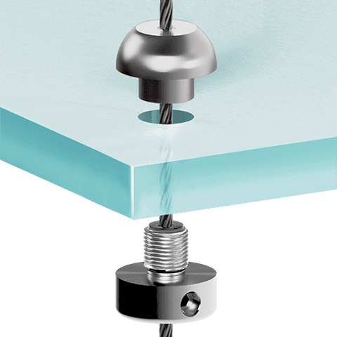 Cable Locking Support for Drilled Shelf for 3mm Cable Display System (#303 Stainless Steel) | Nova Display Systems