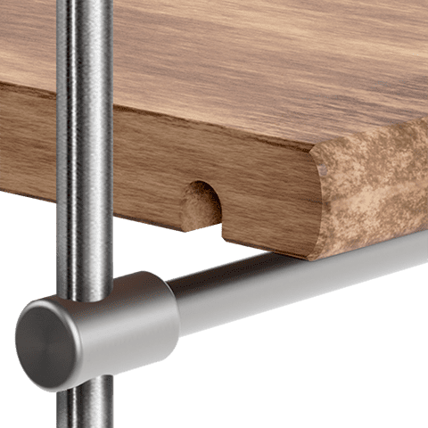 Specialty Supports — 10mm Rod Support for Wooden Shelf | Nova Display Systems