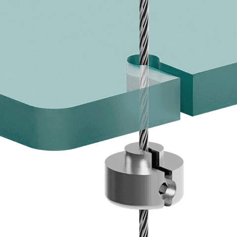 Standard Support for 3mm Cable System Shelf Applications — Support for Drilled/Slotted Shelf | Nova Display Systems