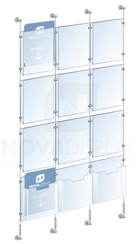 KLD-025 Cable Suspended Acrylic Info/Poster and Literature Display Kit / Wall-to-Wall Mounted | Nova Display Systems
