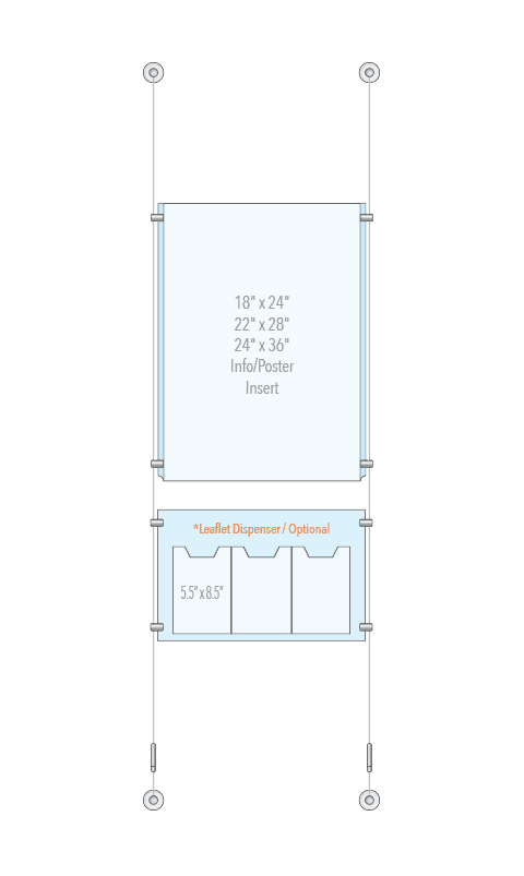 KPI-007M Cable Suspended Easy Access Poster Display Kit Wall-to-Wall Mounted | Nova Display Systems