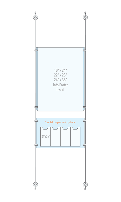 KPI-010M Rod Suspended Easy Access Poster Display Kit Wall-to-Wall Mounted | Nova Display Systems