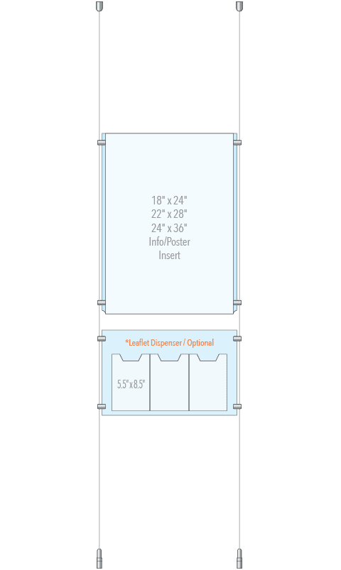 KPI-013M Cable Suspended Easy Access Poster Display Kit Ceiling-to-Floor Tensioned | Nova Display Systems
