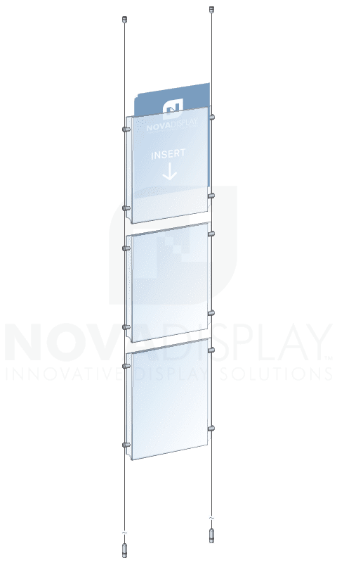 KPI-015 Cable Suspended Easy-Access Acrylic Poster Display Kit Ceiling-to-Floor Tensioned | Nova Display Systems