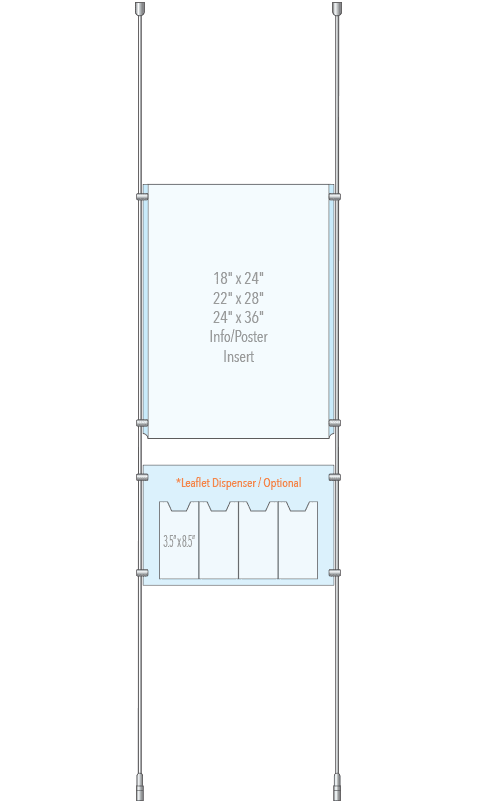 KPI-017M Rod Suspended Easy Access Poster Display Kit Ceiling-to-Floor Tensioned | Nova Display Systems