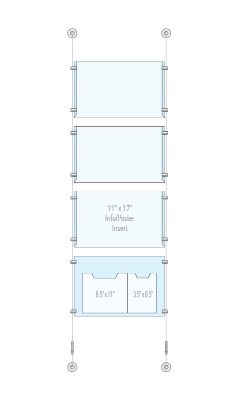 KPI-019 Cable Suspended Easy Access Poster Display Kit Wall-to-Wall Mounted | Nova Display Systems
