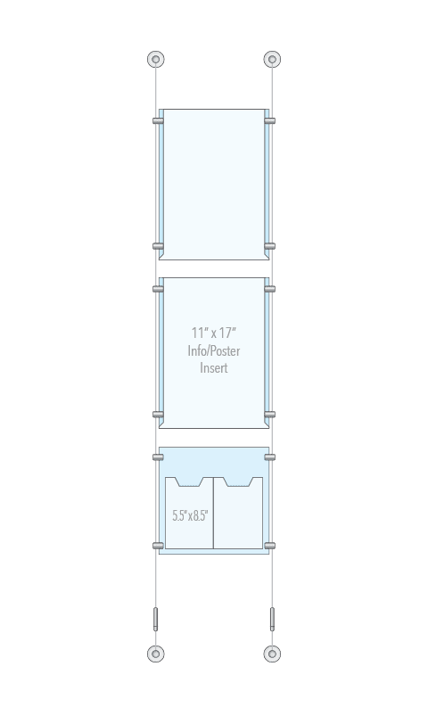 KPI-020 Cable Suspended Easy Access Poster Display Kit Wall-to-Wall Mounted | Nova Display Systems