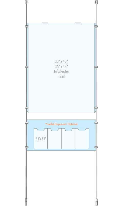 KPI-201 Rod Suspended Easy Access Poster Display Kit Ceiling-to-Floor Tensioned | Nova Display Systems