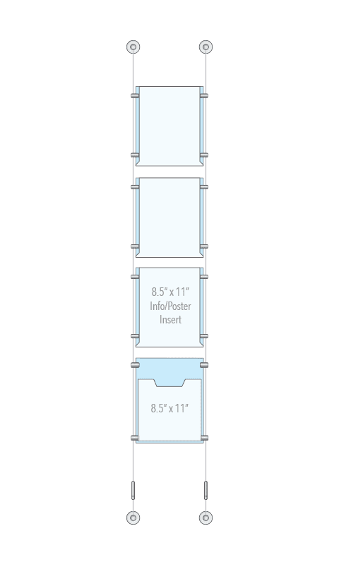 KPI-021 Cable Suspended Easy Access Poster Display Kit Wall-to-Wall Mounted | Nova Display Systems