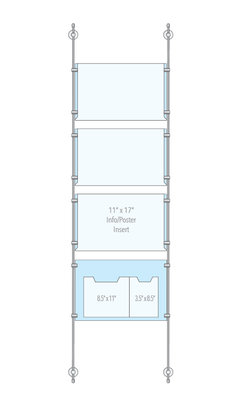 KPI-022 Rod Suspended Easy Access Poster Display Kit Wall-to-Wall Mounted | Nova Display Systems
