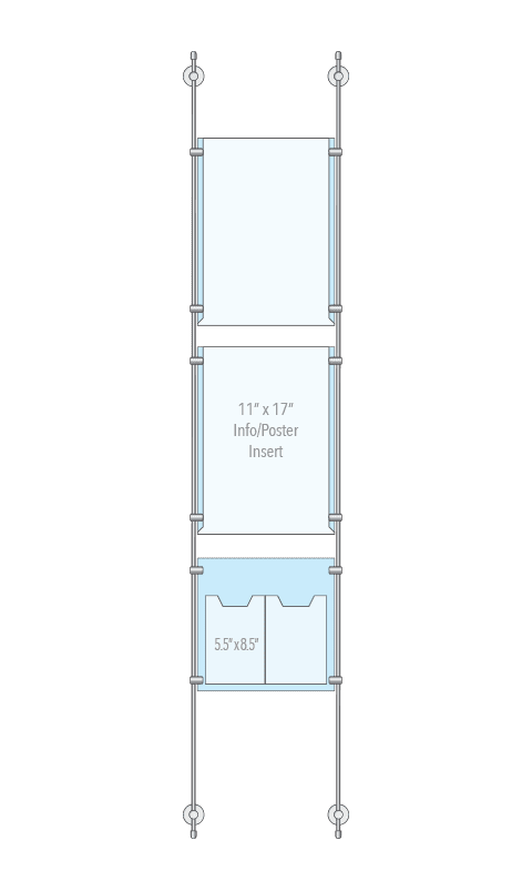 KPI-023 Rod Suspended Easy Access Poster Display Kit Wall-to-Wall Mounted | Nova Display Systems