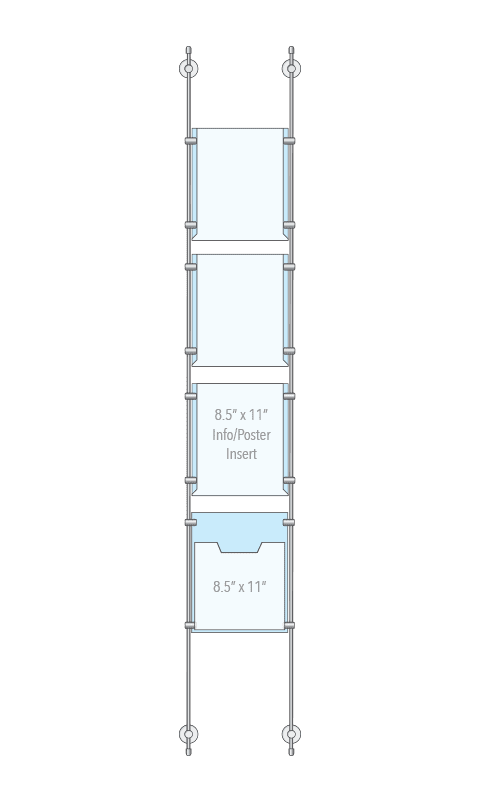 KPI-024 Rod Suspended Easy Access Poster Display Kit Wall-to-Wall Mounted | Nova Display Systems