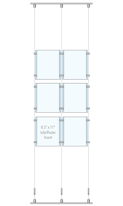 KPI-121 Cable Suspended Easy Access Poster Display Kit Track-Mounted | Nova Display Systems