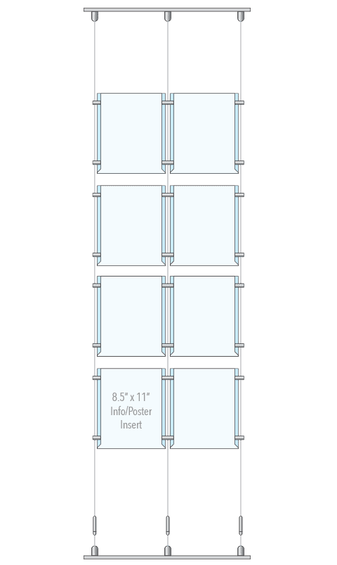 KPI-123 Cable Suspended Easy Access Poster Display Kit Track-Mounted | Nova Display Systems