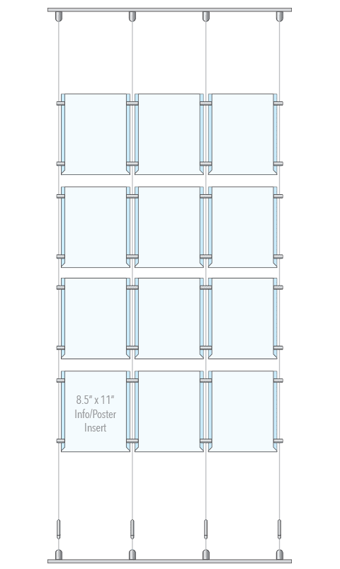 KPI-124 Cable Suspended Easy Access Poster Display Kit Track-Mounted | Nova Display Systems