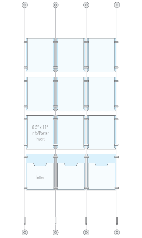 KPI-126 Cable Suspended Easy Access Poster Display Kit Wall-to-Wall Mounted | Nova Display Systems