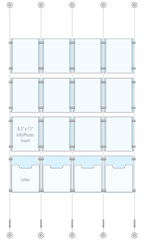 KPI-127 Cable Suspended Easy Access Poster Display Kit Wall-to-Wall Mounted | Nova Display Systems