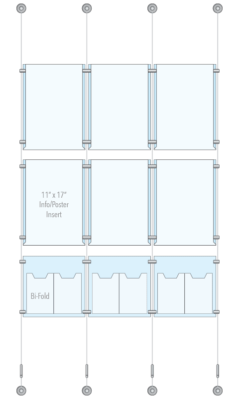 KPI-128 Cable Suspended Easy Access Poster Display Kit Wall-to-Wall Mounted | Nova Display Systems