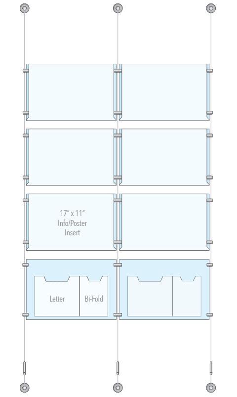 KPI-129 Cable Suspended Easy Access Poster Display Kit Wall-to-Wall Mounted | Nova Display Systems