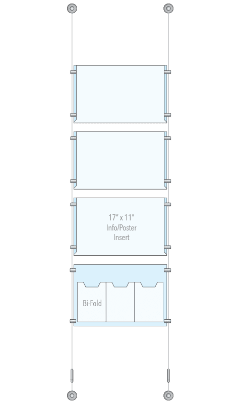 KPI-130 Cable Suspended Easy Access Poster Display Kit Wall-to-Wall Mounted | Nova Display Systems