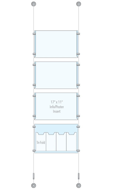 KPI-132 Cable Suspended Easy Access Poster Display Kit Wall-to-Wall Mounted | Nova Display Systems