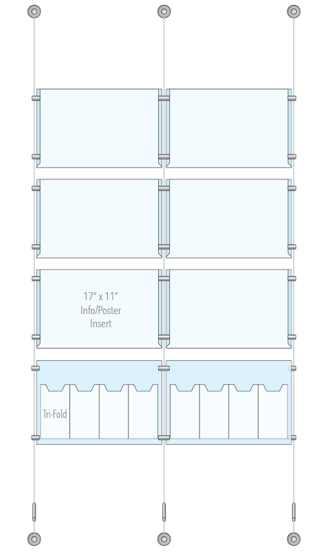 KPI-133 Cable Suspended Easy Access Poster Display Kit Wall-to-Wall Mounted | Nova Display Systems
