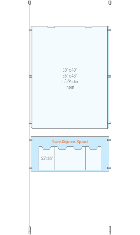 KPI-200 Cable Suspended Easy Access Poster Display Kit Ceiling-to-Floor Tensioned | Nova Display Systems