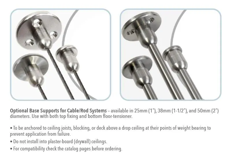 Optional Base Supports for Cable/Rod Systems | Nova Display Systems