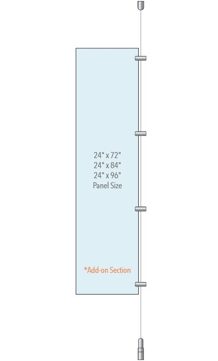 KCPR-001-ADD Cable Suspended Add-on Partition Kit with Acrylic Resin Panels | Nova Display Systems
