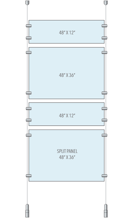 KCPR-007 Cable Suspended Partition Kit with Split Acrylic Resin Panels | Nova Display Systems