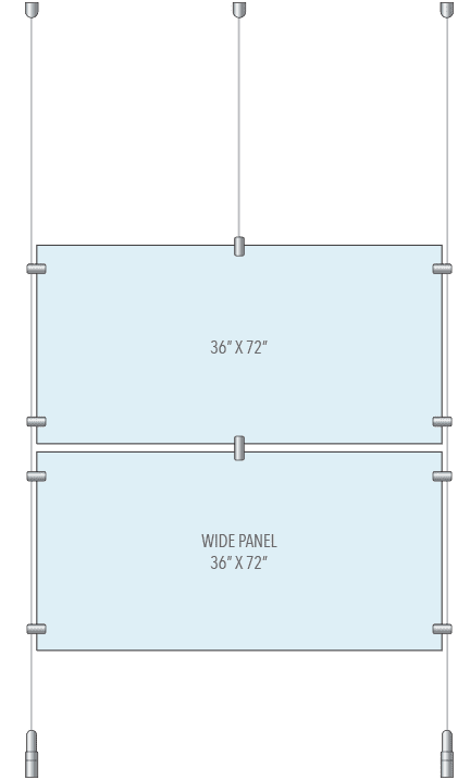 KCPR-008 Cable Suspended Partition Kit with Wide Acrylic Resin Panels | Nova Display Systems