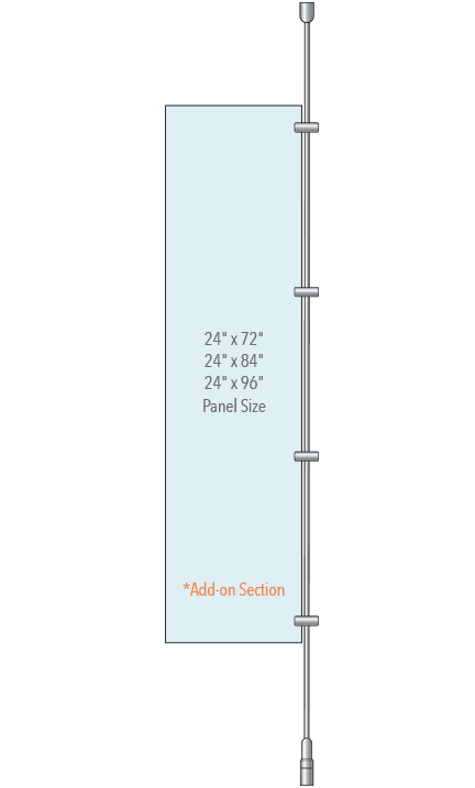 KRPR-001-ADD Rod Suspended Add-on Partition Kit with Acrylic Resin Panels | Nova Display Systems