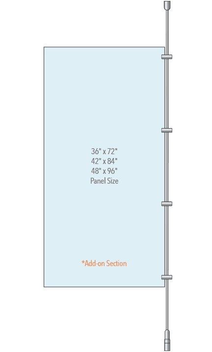 KRPR-002-ADD Rod Suspended Add-on Partition Kit with Acrylic Resin Panels | Nova Display Systems