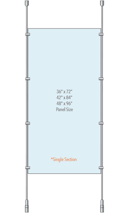 KRPR-002 Rod Suspended Partition Kit with Acrylic Resin Panels | Nova Display Systems