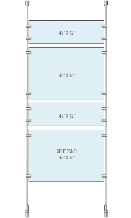 KRPR-007 Rod Suspended Partition Kit with Split Acrylic Resin Panels | Nova Display Systems