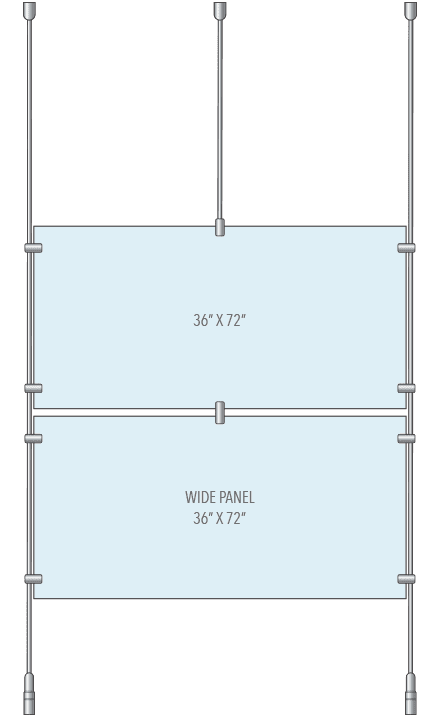 KRPR-008 Rod Suspended Partition Kit with Wide Acrylic Resin Panels | Nova Display Systems