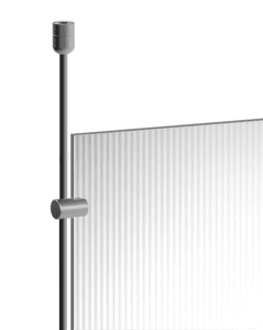 Ceiling-to-Floor 6mm Rod Suspension for Resin Panel Partitions | Nova Display Systems