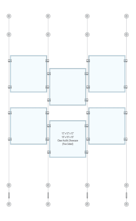 KSC-023 Cable Suspended Acrylic Showcase Display Kit for Merchandise and Collectibles / Wall-to-Wall Cable Suspension | Nova Display Systems