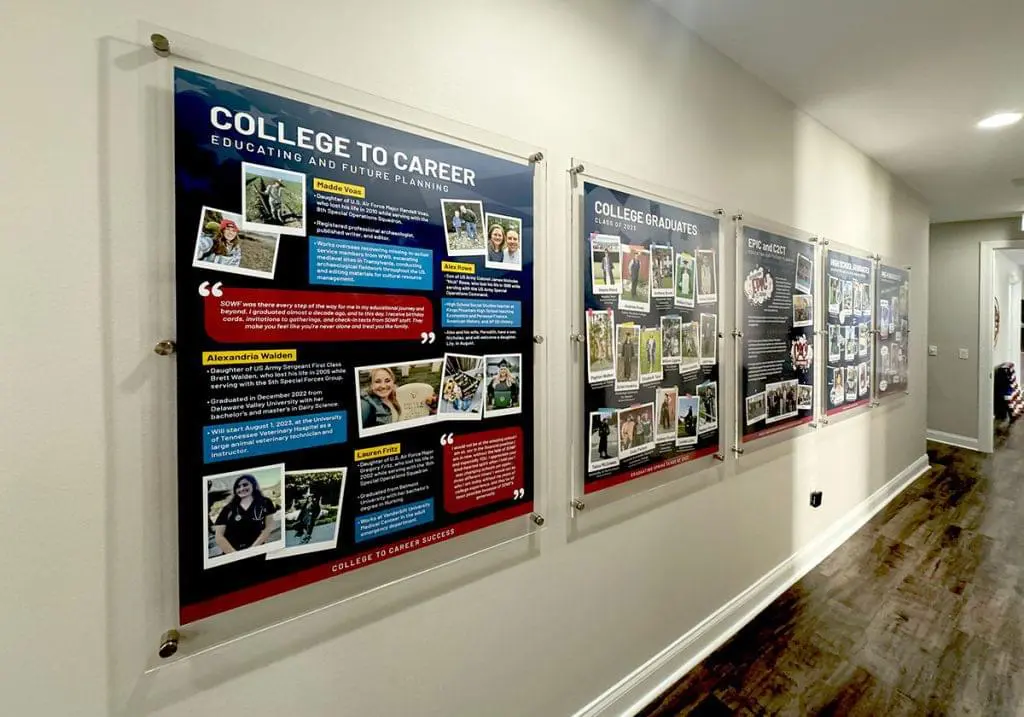 W2514 — Oversized Acrylic Poster Frames with Standoff Mounts for Special Operations Warrior Foundation