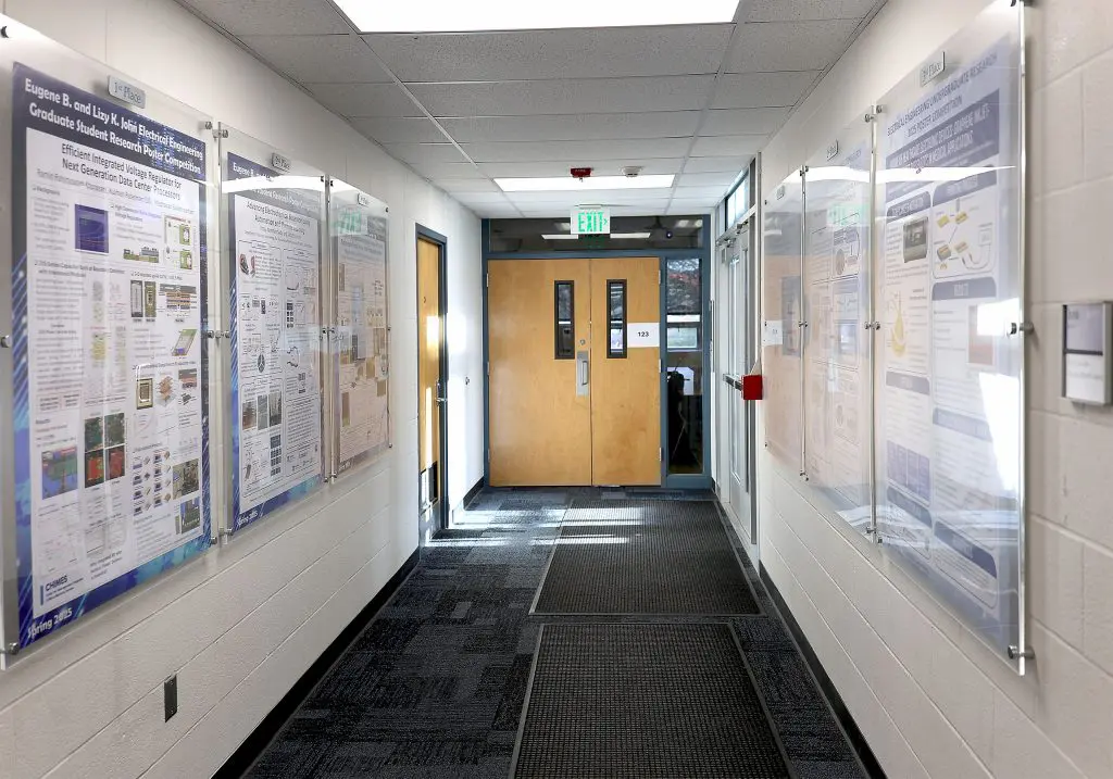 W2519 — Large Acrylic Poster Frames for Poster Graphic Inserts Mounted with Wall Standoff for PennState College of Engineering