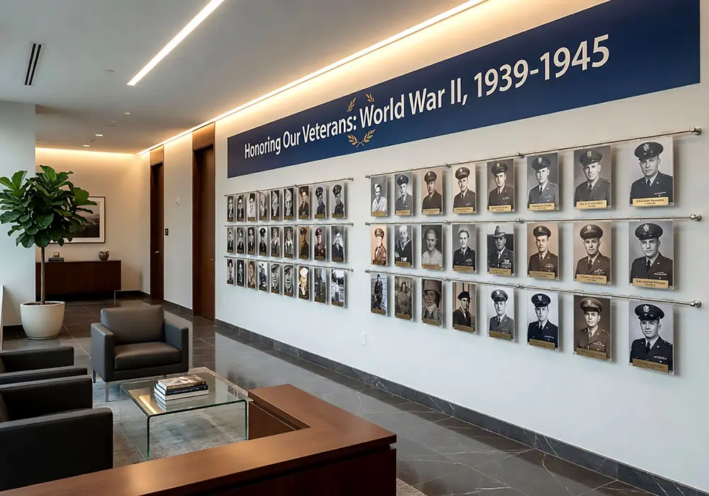 H1039 — Military Wall-of-Honor Display with Horizontal Rod Systems | Design Concept