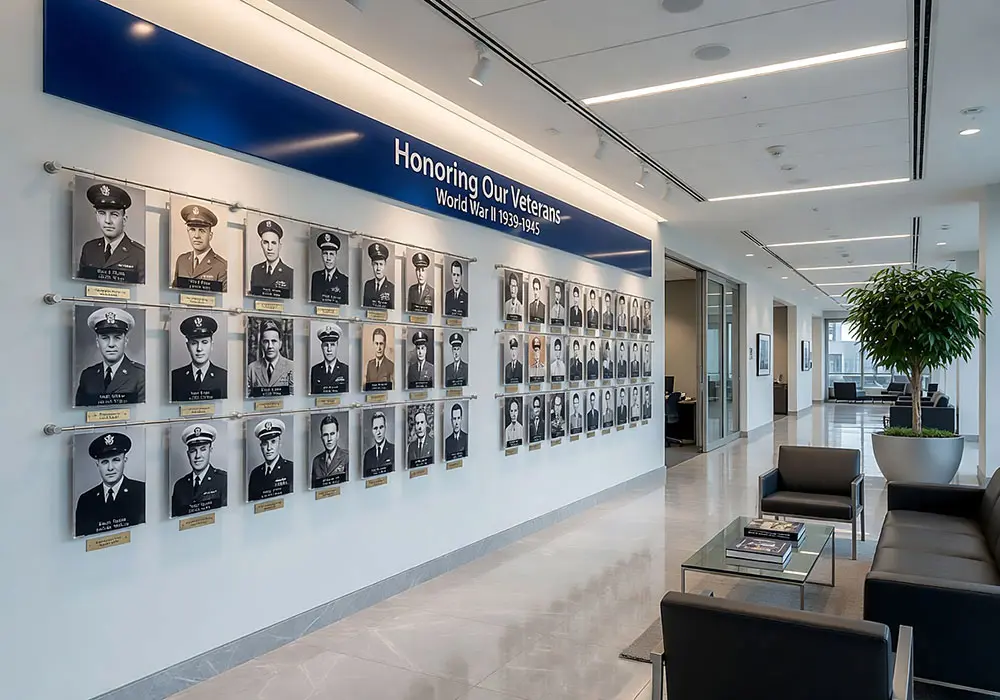 H1042 — Military Wall-of-Honor Display with Horizontal Rod Systems | Design Concept