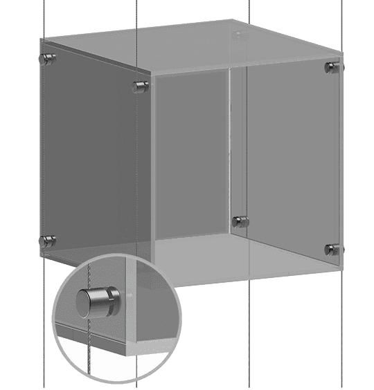 1/4" Acrylic Showcase/Cube Open Front (Five-Sided) with Clear Sides/Top/Base