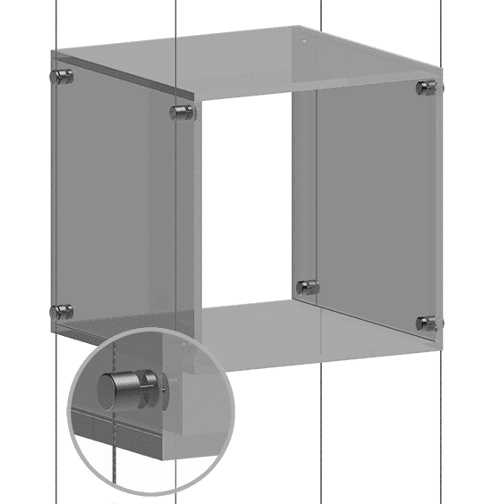 3/8" Acrylic Showcase/Cube Open Front and Back with Clear Sides/Top/Base