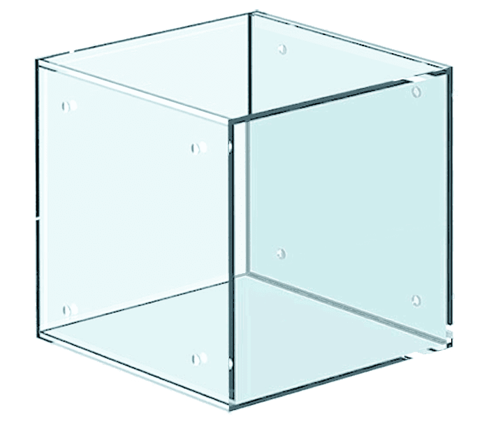 Acrylic Showcase for Cable/Rod Systems — 1/4" Thick Clear Acrylic Locking with Sliding Door