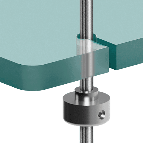Standard Support for 6mm Rod System Shelf Applications — Support for Drilled/Slotted Shelf | Nova Display Systems