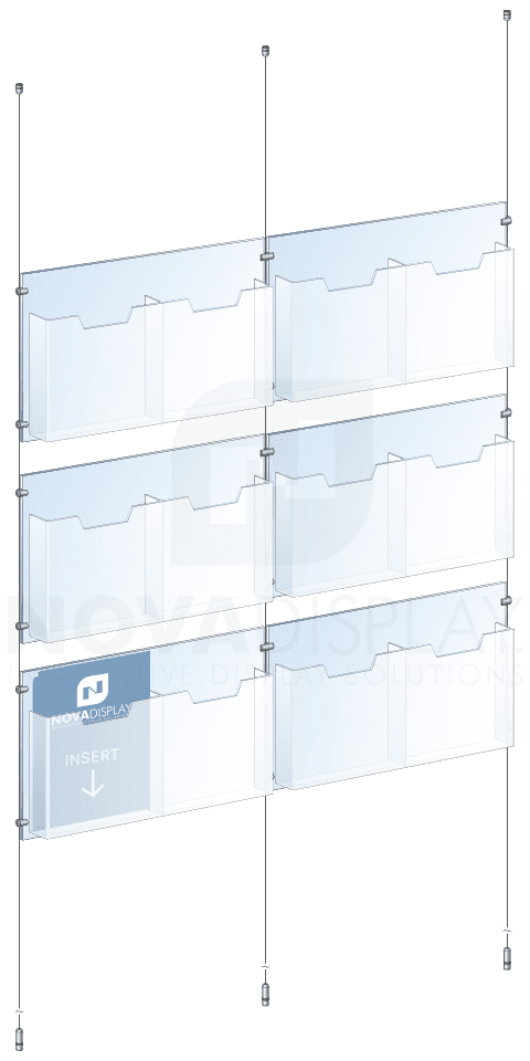 KLD-018 Cable Suspended Acrylic Literature Display Kit / Ceiling-to-Floor Tensioned | Nova Display Systems